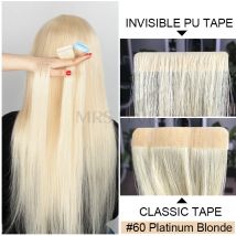 Unsichtbares Klebeband in Haar-Injektionsband in Echthaarverlängerungen # 60 PU-Schussband an 10 Stück/Packung. Nur Lautstärke für seitliches Haar hinzufügen