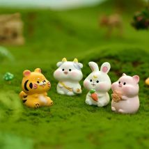 1 Stück, Cartoon-Kaninchen, Schwein, Tiger, Schlange, Sternzeichen, Mini-Miniaturen, Tierfee, Garten, Moos, Terrarium, Kunstharz, Dekorationen, Pfähle, Basteln