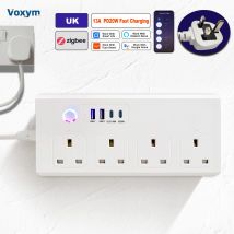 Zigbee Smart Power Strip UK 13A Plug PD20W Fast Charging Voice Control Tuya App Control Works With alexa google home Smart Life