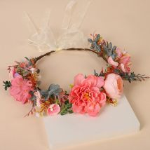 Künstlicher Blumenkranz Tiara Blume Haarband Girlande Blumen Stirnband Haar Kranz Kopf bedeckung mit Band Hochzeit Haarschmuck