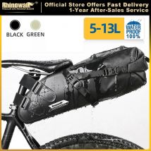 Rhinowalk Borsa da sella per bici Impermeabile 5L-13L Borsa posteriore pieghevole di grande capacità Borsa da ciclismo riflettente per bagagliaio MTB Nero