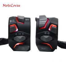 MotoLovee 7/8'' 22mm Universal Motorcycle Handlebar Switch Headlight Warning Light Turn Signal Horn Start Kill Button With LED