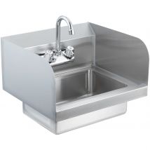 SucceBuy Commercial Hand Sink with Faucet and Side Splash Stainless Steel Wall Mount Hand Basin for Restaurant Bar RV Bathroom