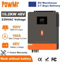 PowMr 10.2KW Inverter solare ibrido 48V 230V sulla rete Off Grid Inverter a onda sinusoidale pura Doppia uscita MPPT 160A Caricabatterie solare