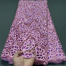 2025 hochwertige afrikanische nigerianische Stickerei Spitze Stoff Tüll Hochzeit Party Kleid Pailletten Guipure wasserlöslich PS0079 5 Yards