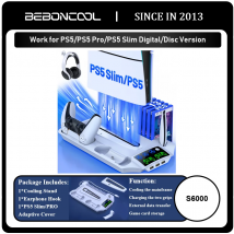 Ventola di raffreddamento a LED a 3 modalità per supporto verticale PS5 Dock di ricarica per controller 2 per disco Sony Playstation 5/digitale con 13 slot per giochi