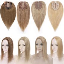 Rich Choices 10×12 cm Toppers per capelli 100% capelli umani per le donne Base in seta Posticci Parrucca naturale Clip bionda nelle estensioni dei capelli