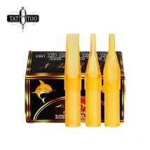 DMTATTOO 50 Stück Einweg-Tattoo-Spitzen, rund, Magnum, gelb, sterilisiert, Tattoo-Röhrenspitze für Tattoo-Nadel-Zubehör