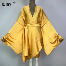 WINYI kimono boho monocolour kaftans beach wear Elegant купальник Holiday beach outfits for women bathing suit cover ups dress