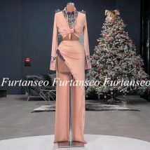 Luxus Ballkleid schwere Perlens teine hoch geschlitzte zweiteilige Satin Abendkleid Duabi formelle Party kleid besonderen Anlass Kleider