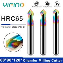 YIFINO HRC65 taglierina per smussatura in acciaio al tungsteno con rivestimento colorato CNC alluminio 60 ° 90 ° 120 ° fresa per smusso