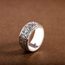 Trend iger s925 Silber ring für Männer Schmuck Retro ethnischen Stil Kaiser Münze drehbare glück verheißende Ring männliche Accessoires