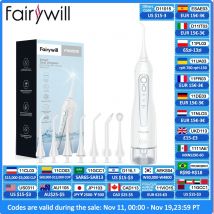 Fairywill-irrigador Oral de limpiador Dental con agua, limpiador Dental portátil recargable, tanque de agua de 3 modos para dientes, 300ML, resistente al agua