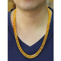 Nicht verblassende reine Goldfarbe, 6 mm/8 mm/10 mm breite Herren-Halskette, 60 cm lang, 24 Karat GP, schwere Hip-Hop-/Rock-Modeschmuckkette für Männer