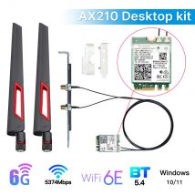 Scheda WiFi Wireless Tri-Band Intel AX210 Bluetooth 5.4 5374Mbps M.2 AX210NGW 2.4G/5G/6G 802.11ax con Kit Antenna per Win11