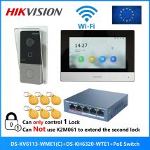 HIKVISION DS-KIS603-P(C) KIT videocitofono POE 802.3af multilingue, include DS-KV6113-WPE1(C) e DS-KH6320-WTE1 e switch PoE