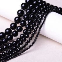 3A Natural Stone Beads 6/8/10mm Genuine Black Agate Round Beads For Jewelry Making DIY Bracelets Accessories Jewelry Materials