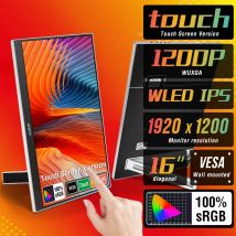 Monitor portátil con pantalla táctil de 16 pulgadas, pantalla extendida IPS 16:10 para ordenador portátil con soporte para xbox raspberry Pi