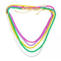 QMHJE Thick 3mm Candy Color Necklace Chain Basic Women Choker Link Neon Green Yellow Jewelry  Accessoriy Bohemia Fluorescent