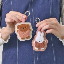 Miffy Kawaii bestickter Leder-Schlüsselanhänger, Rucksack-Anhänger, Boris, Geschenk, Spielzeug für Mädchen