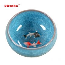 Neuheit 3D-Keramik Doppel fisch China Tee große Tasse, Crackle Glasur, Reise-Tee-Schüssel, Kung-Fu-Tee-Cup-Sets, chinesisches Porzellan Tee-Set