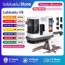 Lubluelu V8 800 W Heißwasser-Teppichreiniger 60 ° C Deep Clean Pet Stains 15 kPa starke Saugkraft 5 m langes Netzkabel 1,75 l Tank