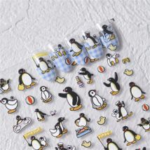 1 stücke 5D Kawaii Pinguin Nagel Aufkleber Cartoon Tiere Selbstklebende Nail art Dekorationen Aufkleber Maniküre Aufkleber DIY Zubehör