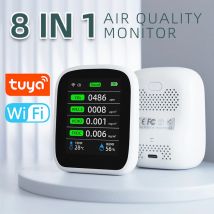 Tuya WIFI 8 w 1 Monitor jakości powietrza CO2 HCHO TVOC PM1.0 PM2.5 PM10 Tester Temperatura Wilgotność Miernik Detektor dwutlenku węgla