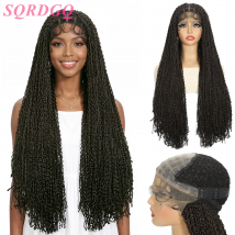 SQRDGQ Synthetic Lace Front Wigs for Woman Long 26inch Box Braided Wigs on Clearance Sale Cheap Curly Wigs For Black Women