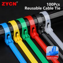 100 Stück lösbare Mai lose Slipknot Nylon-Kabelbinder, Drahtbindung, Wickelgurte, schwarz, wiederverwendbar, Kunststoff, 8 x 150/200/250/300/400/450 mm