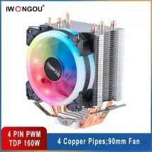 IWONGOU 2011 Cooler X99 4 Heatpipes raffreddamento Cpu 4pin ventola CPU silenziosa 90mm radiatore a torre RGB per Intel Lga 1200/1366/1700/AMD/AM4