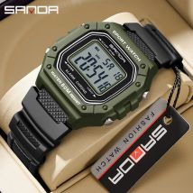 SANDA 2156 Orologio da uomo di moda Militare Resistente all'acqua Orologi sportivi Esercito Quadrante grande Led Orologi da polso digitali Cronometri per uomo