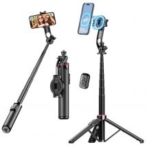 Magnetisches Selfie-Stick-Stativ für iPhone, 51-Zoll-Telefonstativ, kompatibel mit Magsafe-Reisestativ für iPhone und Android-Telefone
