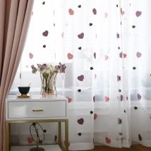 Kinderzimmer bestickt Herz Tüll schiere Vorhänge rosa Prinzessin Zimmer niedlichen Cartoon transparente Voile Fenster dekoration Stange Tasche