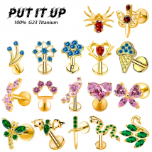 F136 Titanlegierung Premium Collection Zirkonia Ohrstecker Set Mode Ohrknorpel Piercing Lip Stud Body Piercing Schmuck