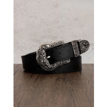 1pc Men's Western Style Distressed Textured Leather Belt, Versatile For Summer Jeans Accessory