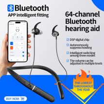 3-in-1-Hörgerät mit Nackenbügel und App, Bluetooth, wiederaufladbar, Anti-Verlust-Kopfhörer, professionelle Hörgeräte für ältere Menschen