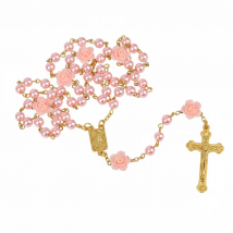 Religion Rosenkranz Halskette Für Frauen Kruzifix Kreuz Anhänger 6MM Lange Glas Perlen Rose Kette Halsband Weibliche Gebet Schmuck geschenk