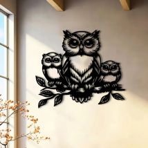 1 Stück dekorative Eisen-Eulen-Wandkunst für Garten, Terrasse, Wohnzimmer, Balkon – Outdoor-Garten-Terrasse, dekorative Wandgemälde, Zaun-Dekoration