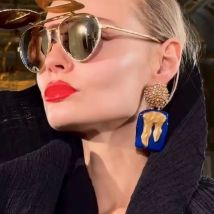 New Metal Blue Enamel Drop Dangle Earrings For Women Fashion Jewelry Vintage Ladys' Statement Earrings Accessories
