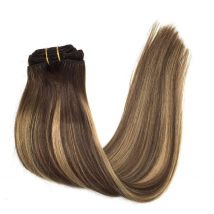 Human Clip In Hair Extensions Straight Remy Hair Natural Black Light Brown Honey Ombre Hair Extensions With Clips 75g-85g