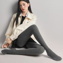 130G/150G Vertikal Gestreifte Baumwolle Undurchsichtige Strumpfhosen Herbst Winter Wärmer Strumpfhosen Grau Leggings Plus Koreanischen Stil