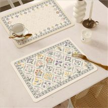 French 30x45CM Rectangular PU Flower Leather Dining Table Mat European Style Western Style Waterproof And Oil Resistant