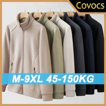 Herren Outdoor-Fleecejacke, Übergröße, lässig, winddicht, warm, kältebeständig, Mantel, Herbst, Stehkragen, Reißverschluss, Jacken, Herrenbekleidung