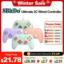 Controller cablato 8BitDo Ultimate 2C per PC Android con trigger e joystick ad effetto Hall Frequenza di polling di 1000 Hz e paraurti aggiuntivi
