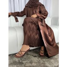 Ramadan Muslim Abaya + Innenkleid Damen 2-teiliges Set Abayas Marokko Kleider 2024 Islamische Vestido Strickjacke Kaftan Arabisch Elbise
