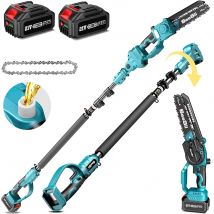 SEESII 2 in 1 Sega a palo a batteria da 8 pollici Mini motosega Sega a catena elettrica con palo di prolunga per la rifinitura dell'albero