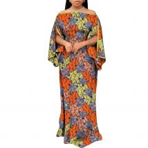 Ankara Print Women's Dresses Dashiki Dress Party Outfits Batwing Sleeve Lady Ethnic Robe Dress Nigerian Clothes WY10415