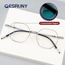 Okulary korekcyjne Gesruny Polygon Progressive z powłoką anty-niebieskie światło, fotochromowe, do czytania, optyczne, na krótkowzroczność.