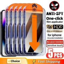 5 Pezzi Pellicola Protettiva Privacy Anti-polvere per iPhone 17 Pro Max 16 Pro Max 15 14 11 12 13 X XR 16e Air, Vetro Anti-spia Facile da Applicare